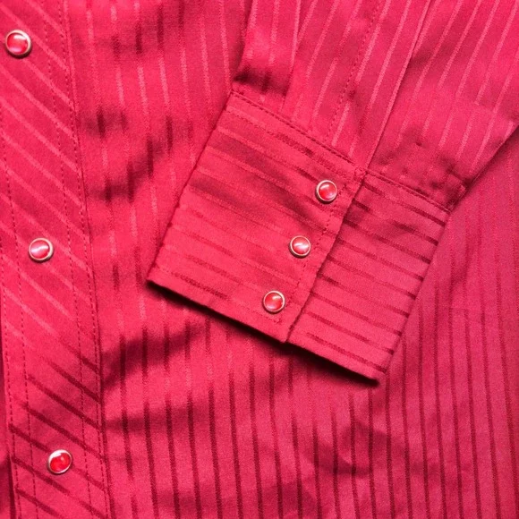 Wrangler Mens Red Tonal Stripe Western Snap Shirt 2XLT 1075740WN Long Sleeve - Picture 5 of 9